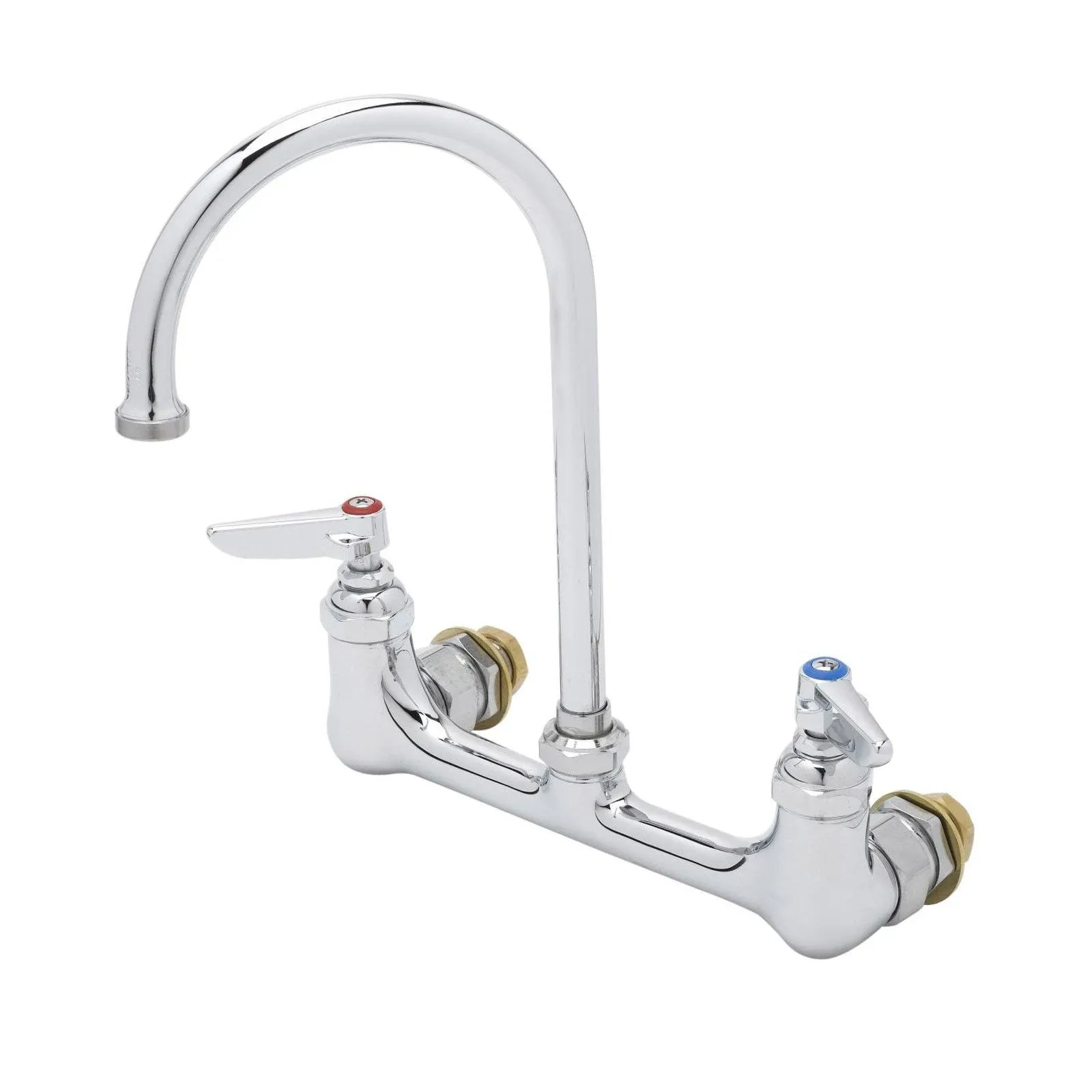 T&S Brass B-0331-CC Faucet, Wall Mount, 8" Centers, Swivel Gooseneck, 1/2" NPT Male Inlets