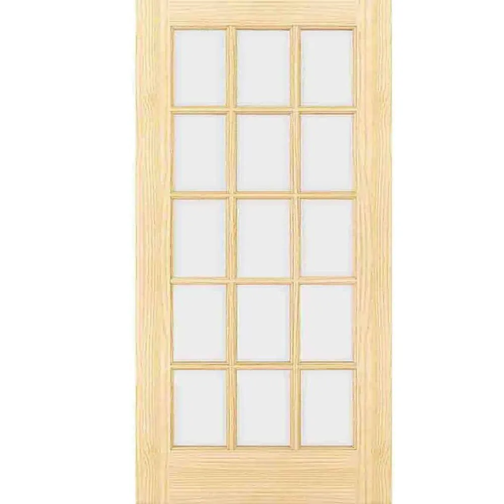 Kimberly Bay 80 in. x 30 in. 15-Lite Unfinished Clear Glass French Interior Door Slab