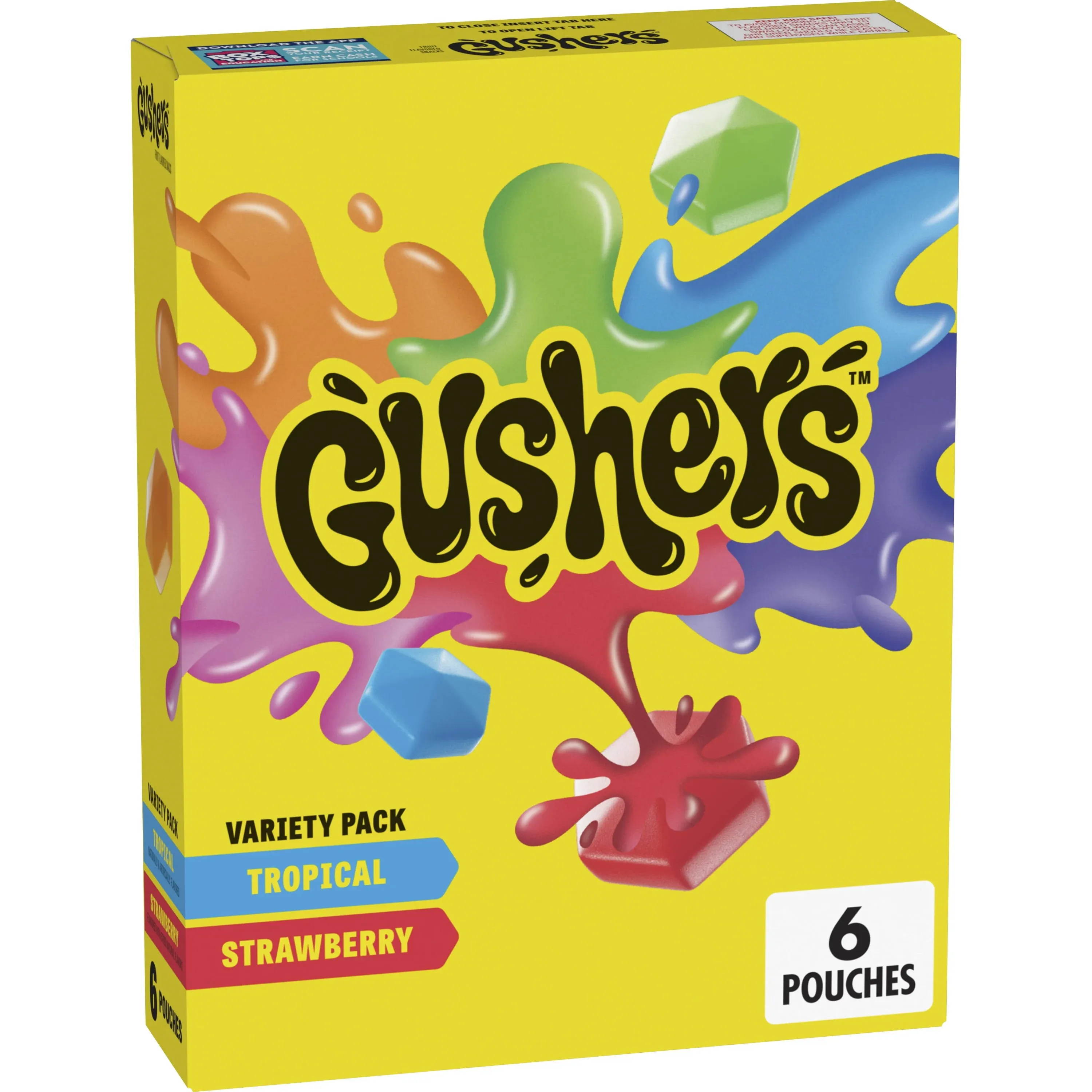 Gushers Fruit Flavored Snacks Variety Pack, Tropical and Strawberry Flavors, 6 Ct, 4.8 oz