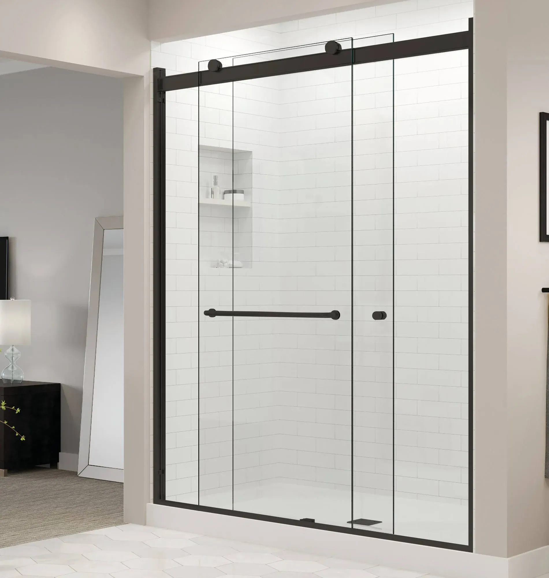 Basco Rtlh05b4870cl Rotolo 70" High x 48" Wide Bypass Semi Frameless Shower Door - Black