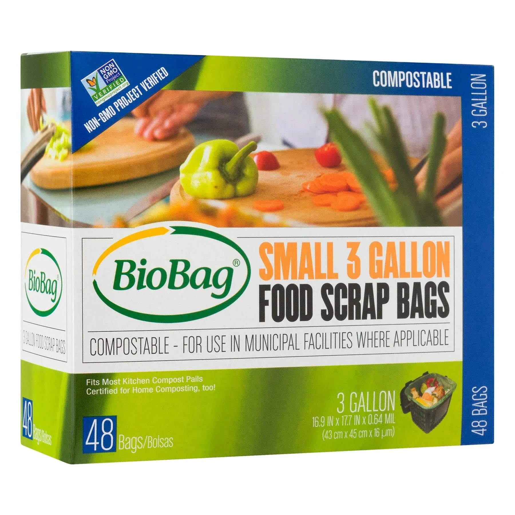 BioBag Food Scrap Bags, 3 Gallon - 48 count