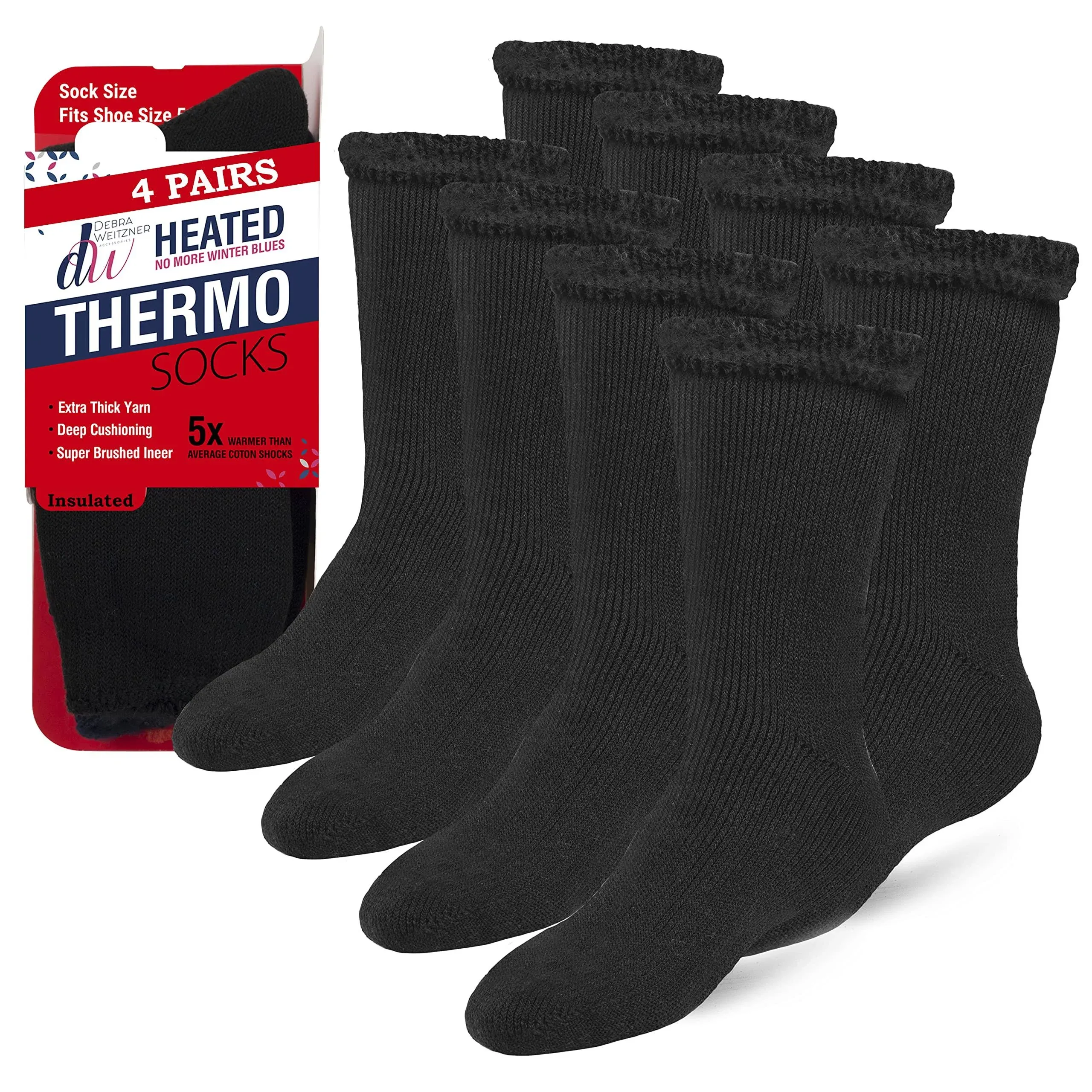 Debra Weitzner Thermal Socks For Men Women 4/6 Pairs Thick Heated Warm Winter Boot Socks - Insulated Extreme Cold Weathers