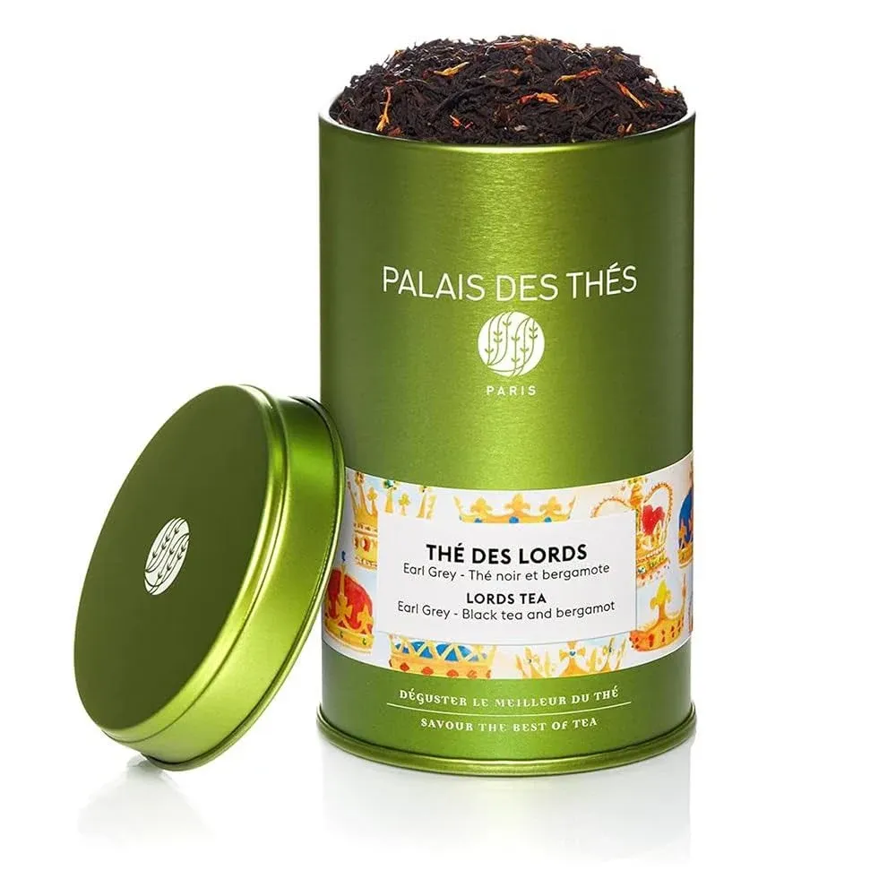 Palais des Thés - Thé des Lords - Fine Premium Gourmet Vegan Earl Grey Black Tea with Bergamot - 3.5oz Loose Leaf Metal Gift Tin