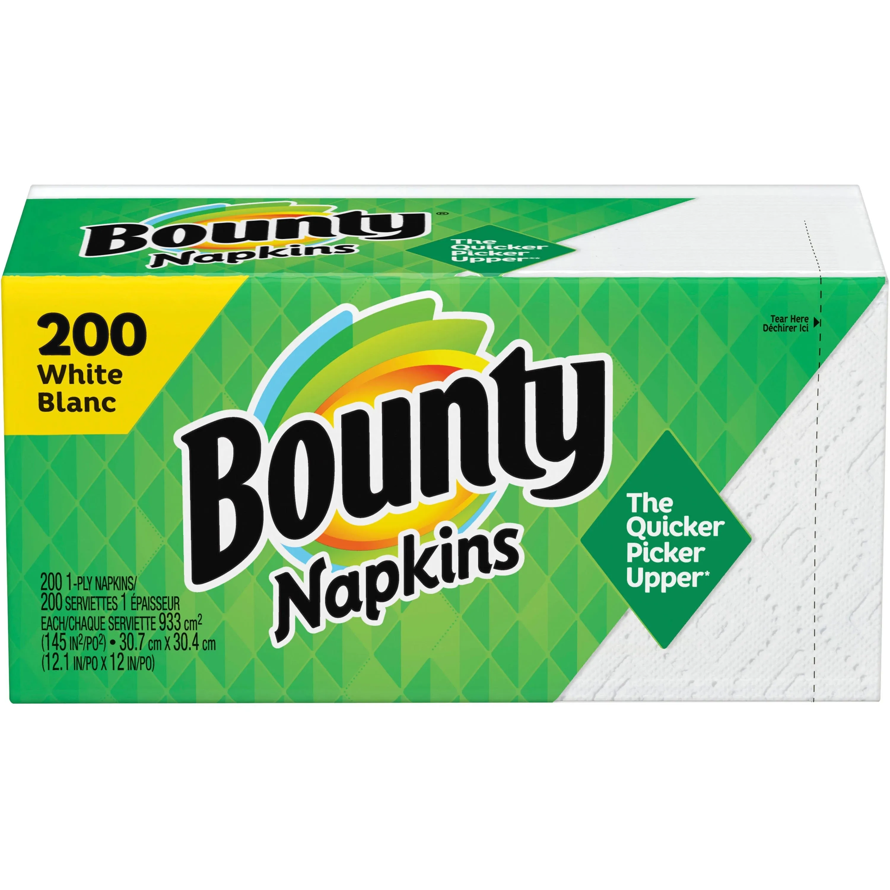 Bounty Quilted Napkins, 1-Ply, 12 1/10 x 12, White, 200/Pack, 8 Pack/Carton