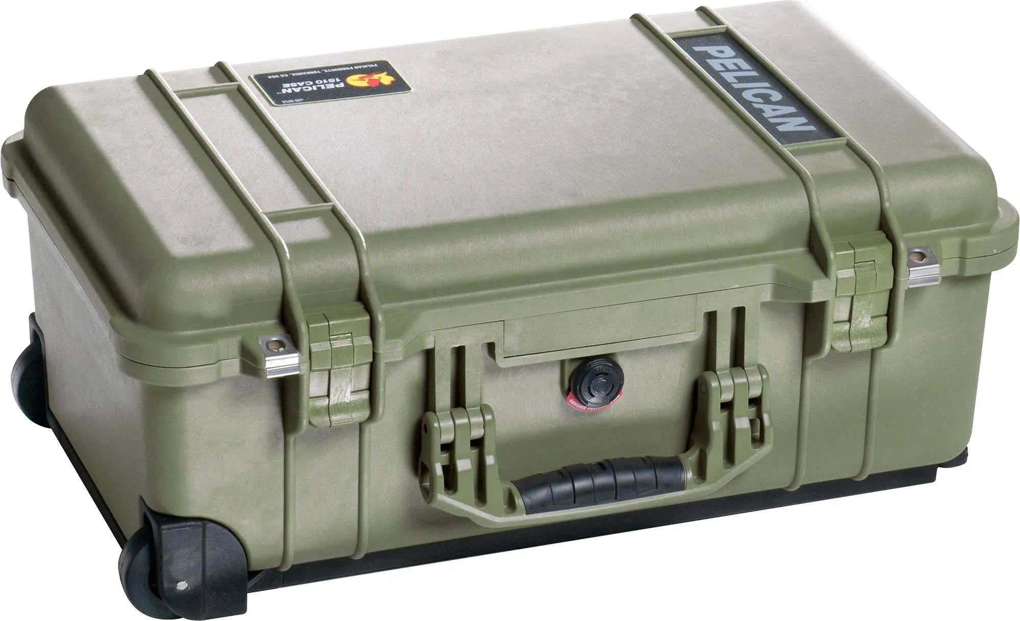 PELICAN Protective Case: 11 in x 19 3/4 in x 7 5/8 in Inside, Green, Mobile, No Foam Included