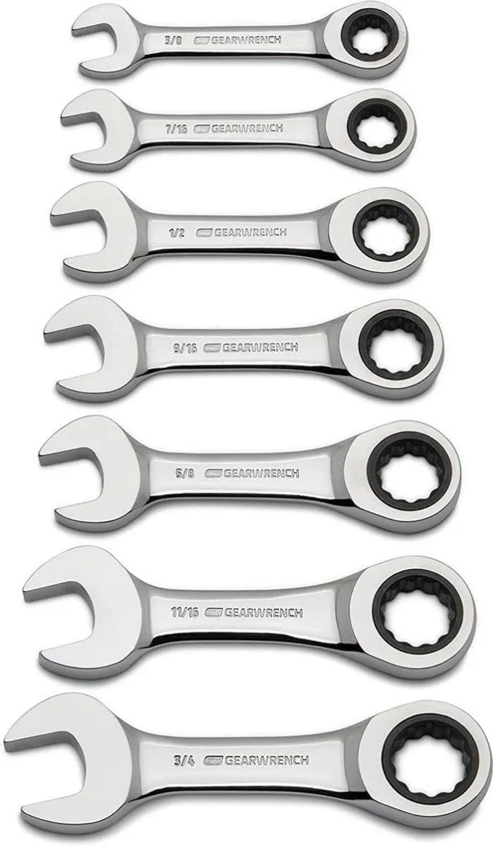 Gearwrench 30 Pc. Stubby Combination Ratcheting Wrench Set Sae NEW # 82330