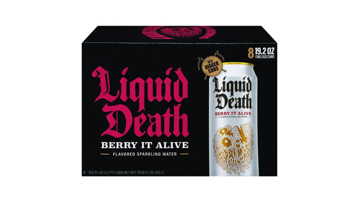 Liquid Death Sparkling Water, Berry It Alive - 19.2 fl oz