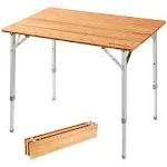 KingCamp Bamboo Folding Adjustable Height Table