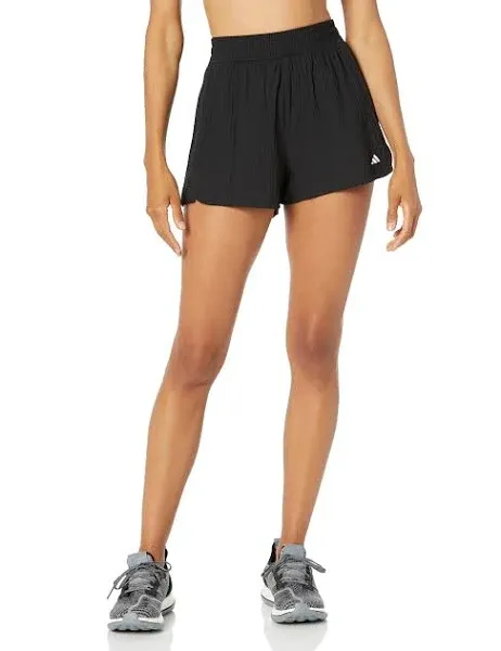 adidas Women&#039;s Pacer Training High Waist Woven Seersucker Large, Black/Black 