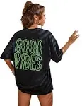 SOLY HUX Women's Oversized Graphic Tees Loose Fit Short Sleeve Letter Print T Shirts Summer Trendy Tops