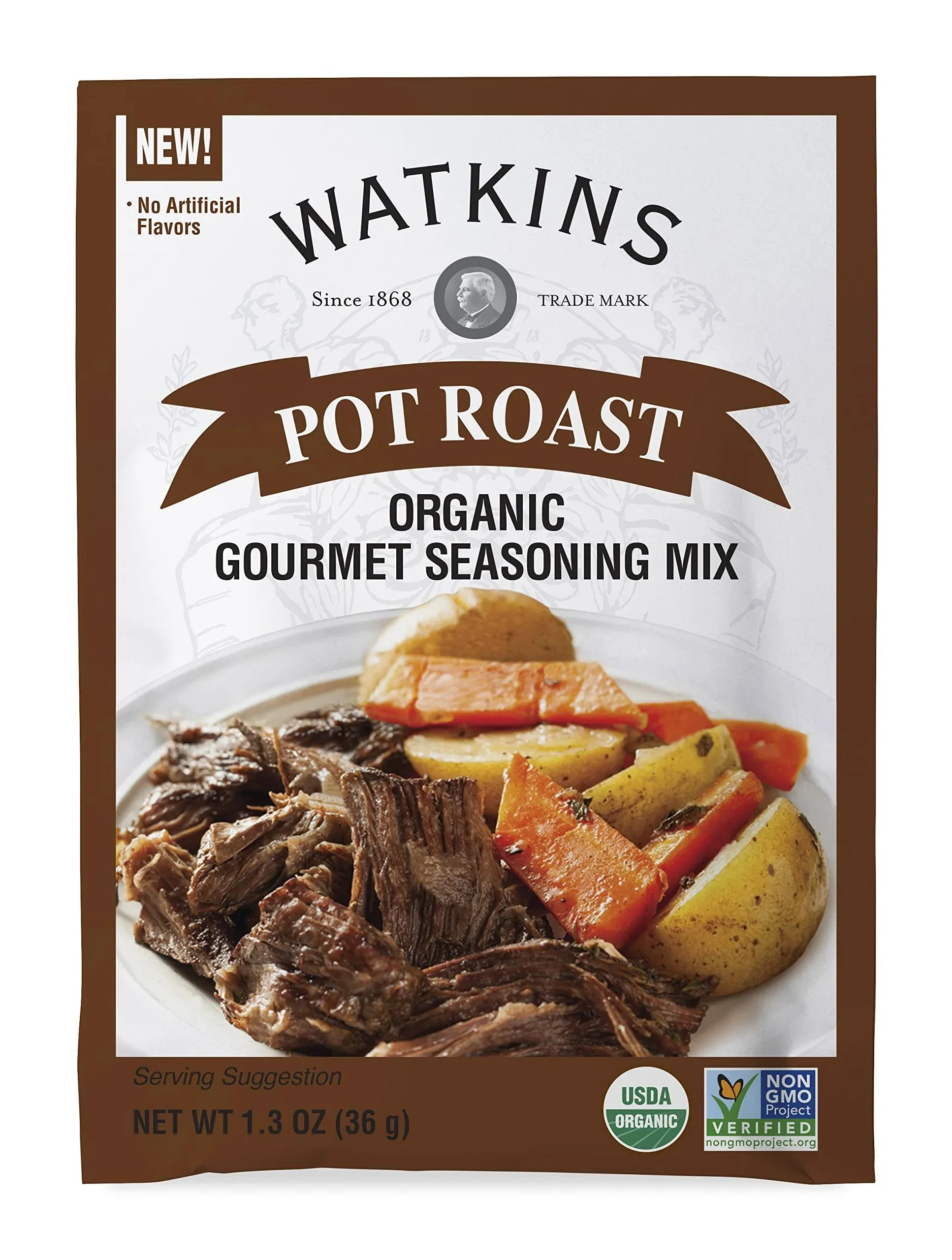 Watkins Organic Gourmet Seasoning Mix, Pot Roast, 1.3 Oz. Pouch, 1 Count