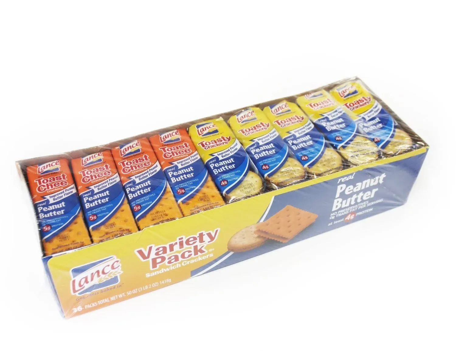 Lance Fresh Sandwich Crackers Real Peanut Butter Variety Pack, 36Count