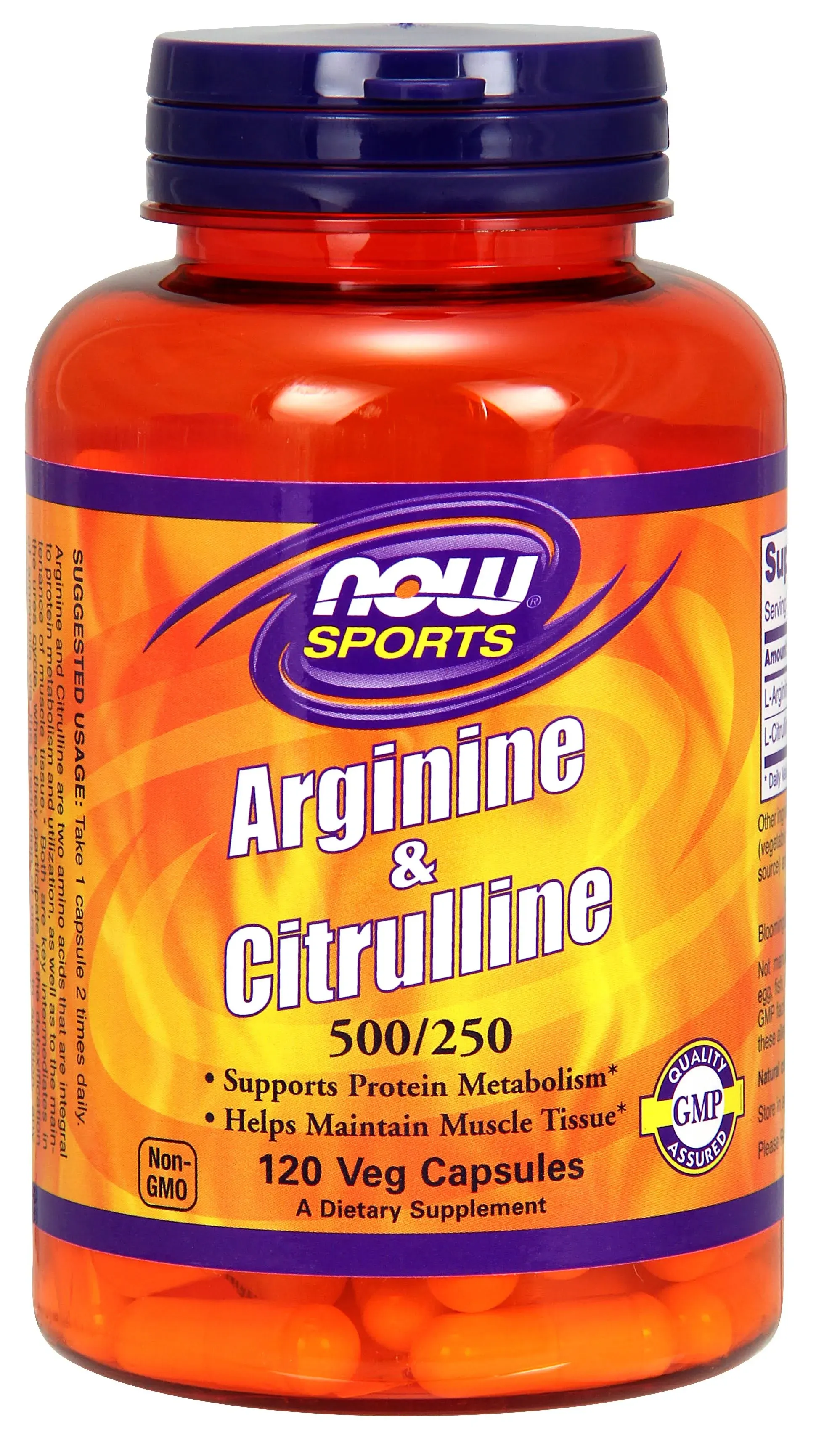 Now Foods Arginine & Citrulline, 250 mg, Veg Capsules - 120 count