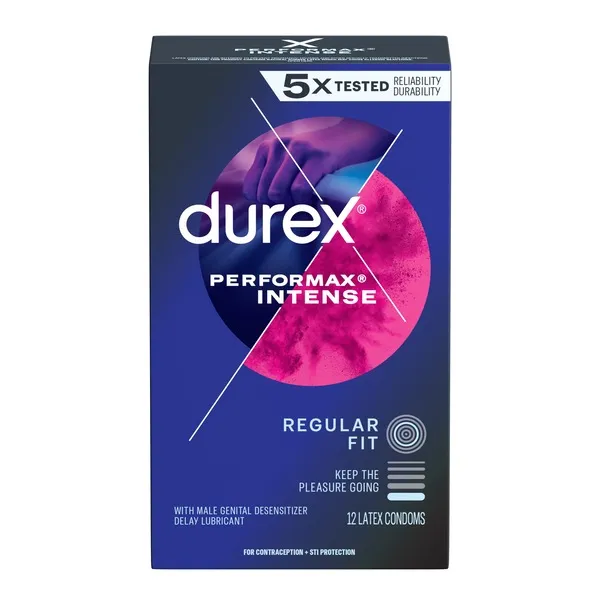 Durex Performax Intense Lubricated Ribbed Dotted Premium Condoms, 12 Count - CVS Pharmacy