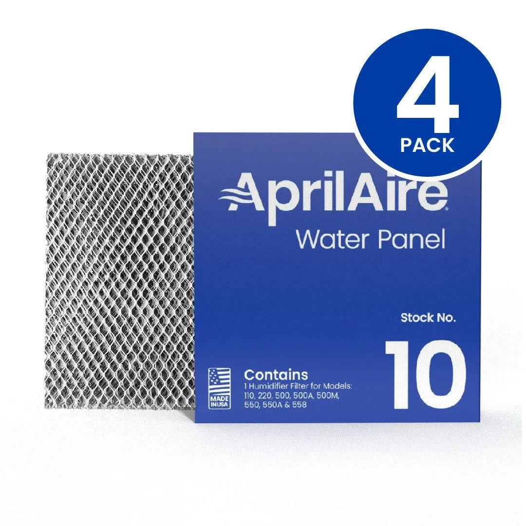 AprilAire 10 Water Panel Humidifier Filter Replacement for AprilAire Whole-House Humidifier Models 110, 220, 500, 500A, 500M, 550, 550A, 558 (Pack of 4)