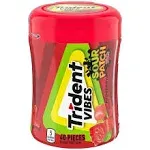 Trident Vibes Sour Patch Kids Redberry Sugar Free Gum, 4 - 40 Piece Bottles (160 Total Pieces)