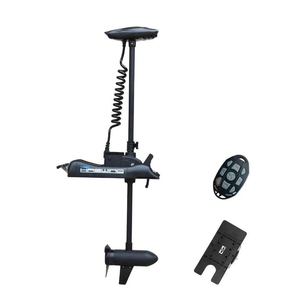 AQUOS Haswing Black 12V 55lbs 48Inch Bow Mount Trolling Motor with Remote Control ...