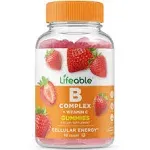 Lifeable B Complex for Adults, for Cellular Energy, Vegan, 90 Gummies