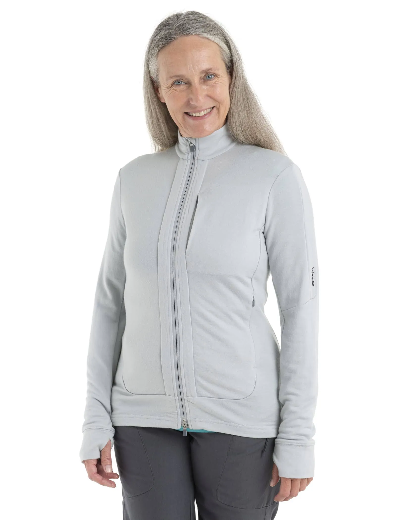 Icebreaker Women's Quantum III Long-Sleeve Zip Sweatshirt Gray XS