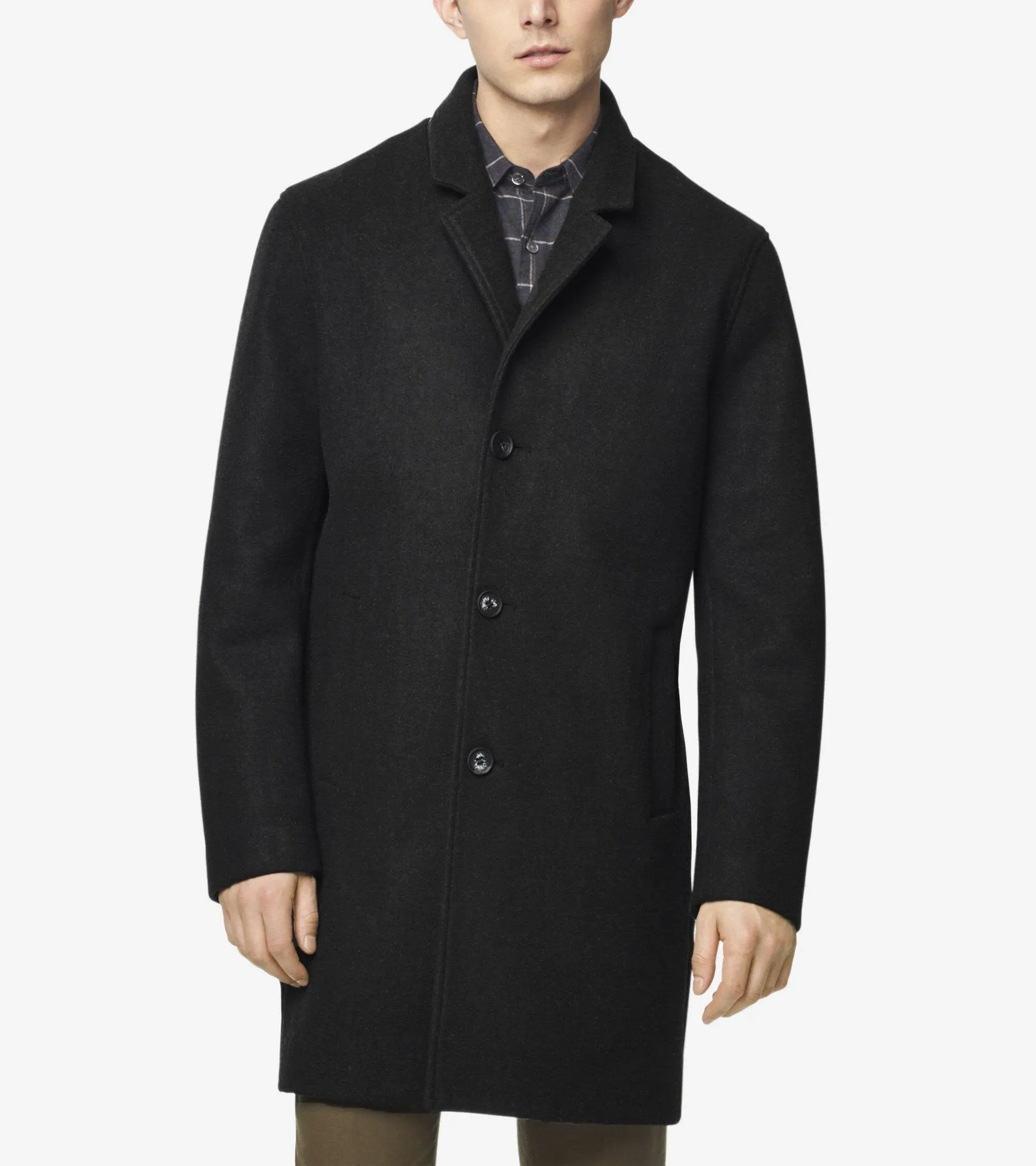 Cole Haan Stretch Wool Coat, Black / Regular XL