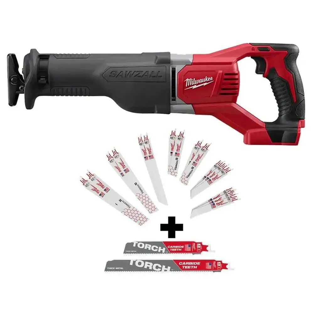 Cordless Reciprocating Saw TOOL ONLY Milwaukee with 18-Piece Sawzall Blade Set