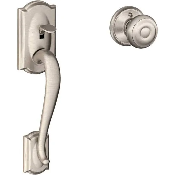 Schlage FE285CAM609GEO Camelot Lower Handleset with Georgian Knob Antique Brass