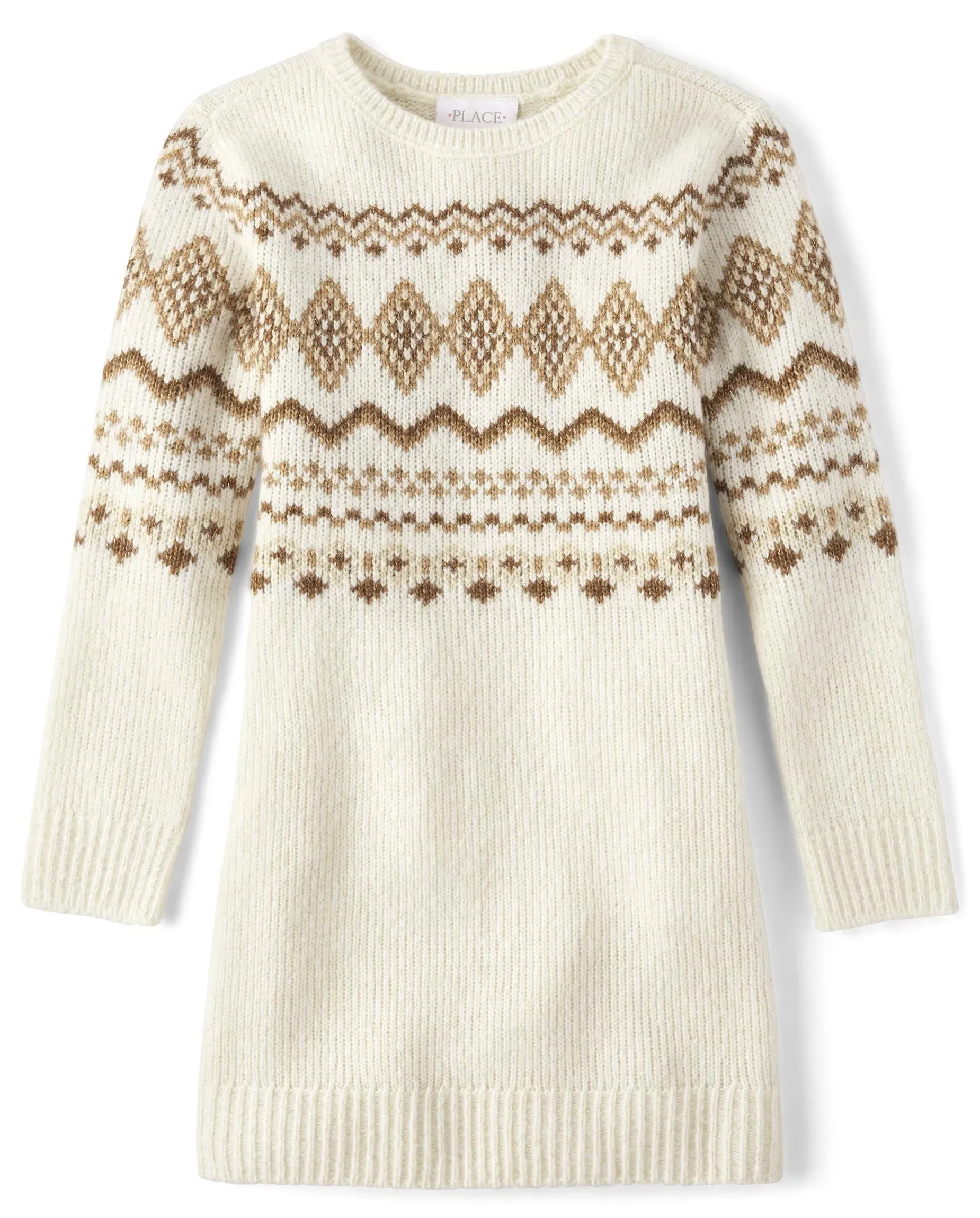 The children’s Place girls size large 10/ 12 fair isle sweater, dress cream. NWT