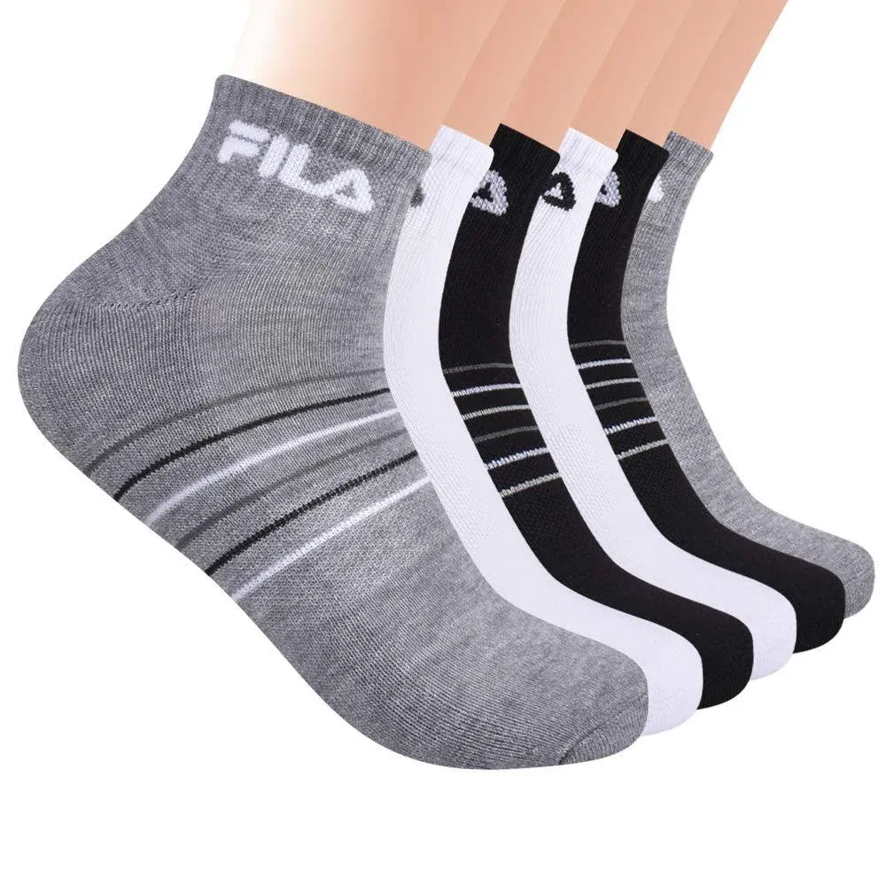 Fila Men's Striped Half Cushion Quarter Socks