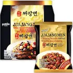 Paldo Fun & Yum Ilpoom Jjajangmen Noodles, Pack of 4, Traditional Brothless Chajang Ramen with Savory & Sweet Black Bean Sauce, Oriental Style Korean Ramyun, Soupless K-Food, 200g x 4