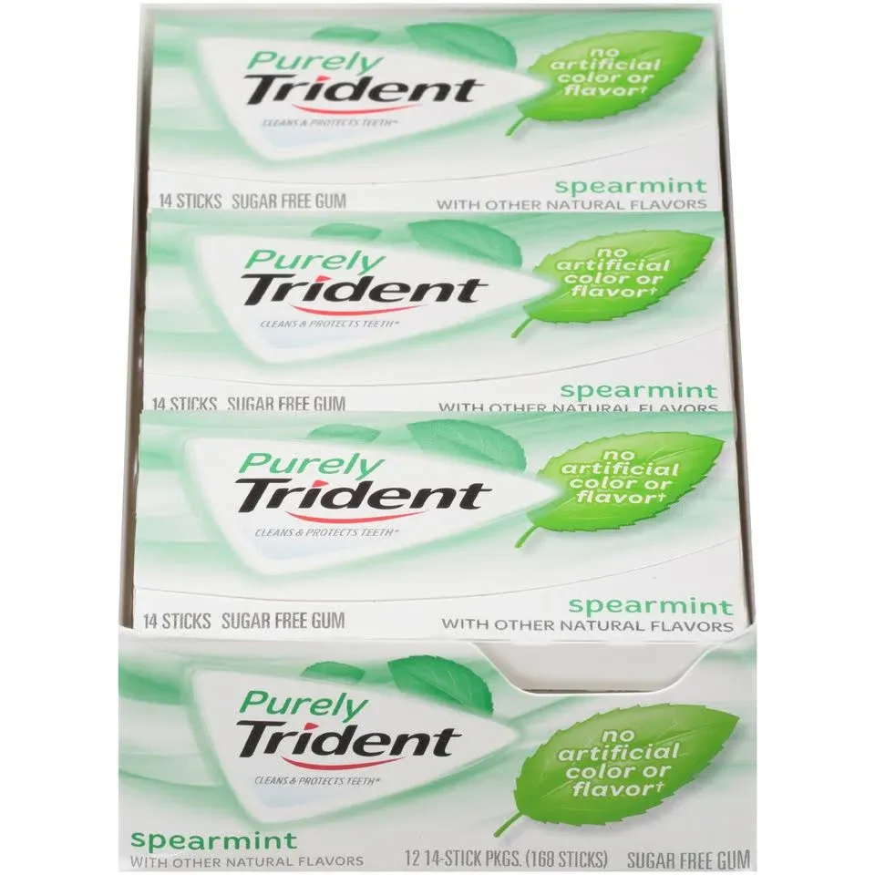 Purely Trident Sugar-Free Gum, Spearmint, 12 Count