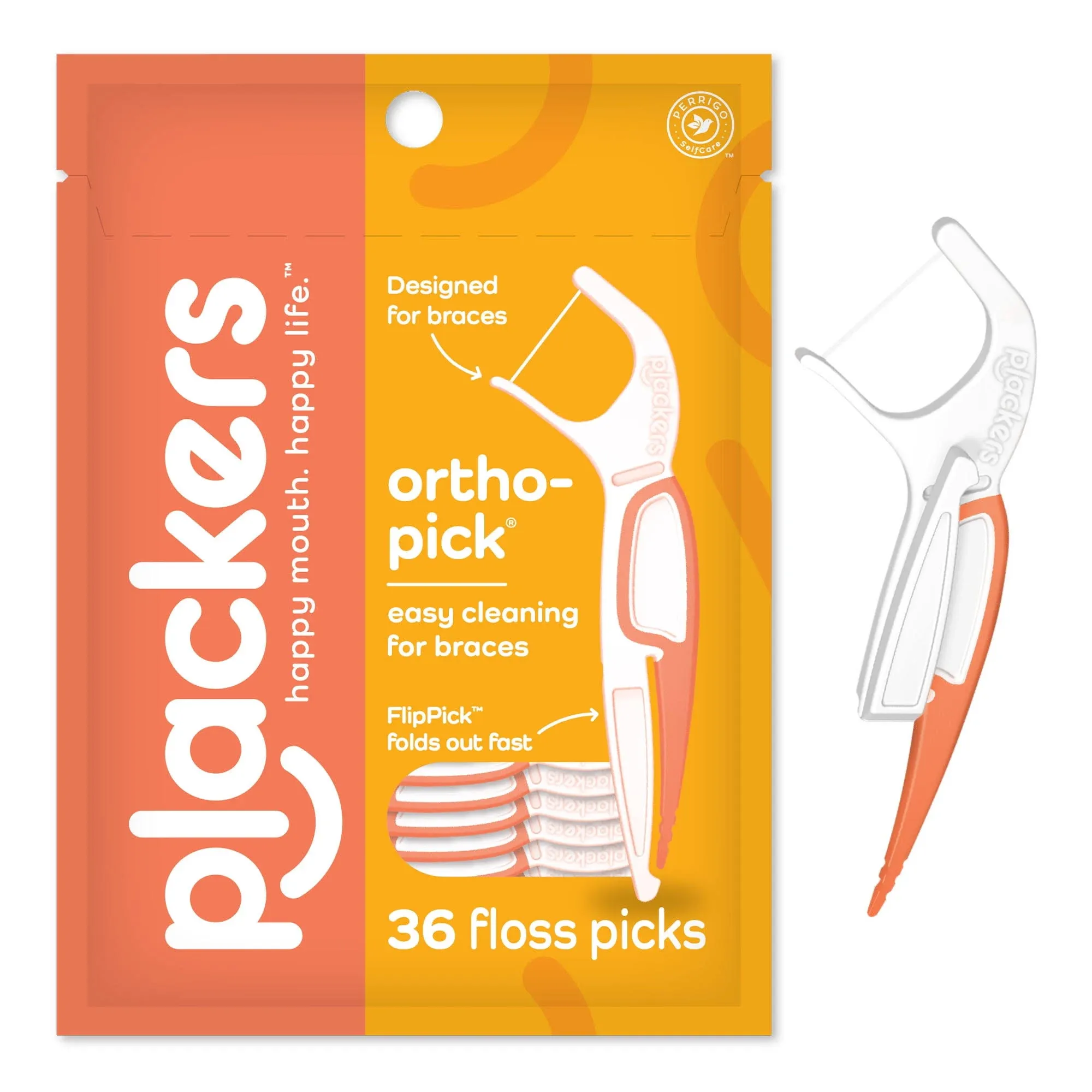 Plackers Orthopick Dental Flossers Braces Flossing 36 Count UK