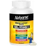 Airborne Vitamin C 500mg Capsules With Zinc & Selenium, Immune Support Supplement For Adults with Powerful Antioxidants Vitamins A C & E + Vitamin D - 60ct Bottle (30 Servings)