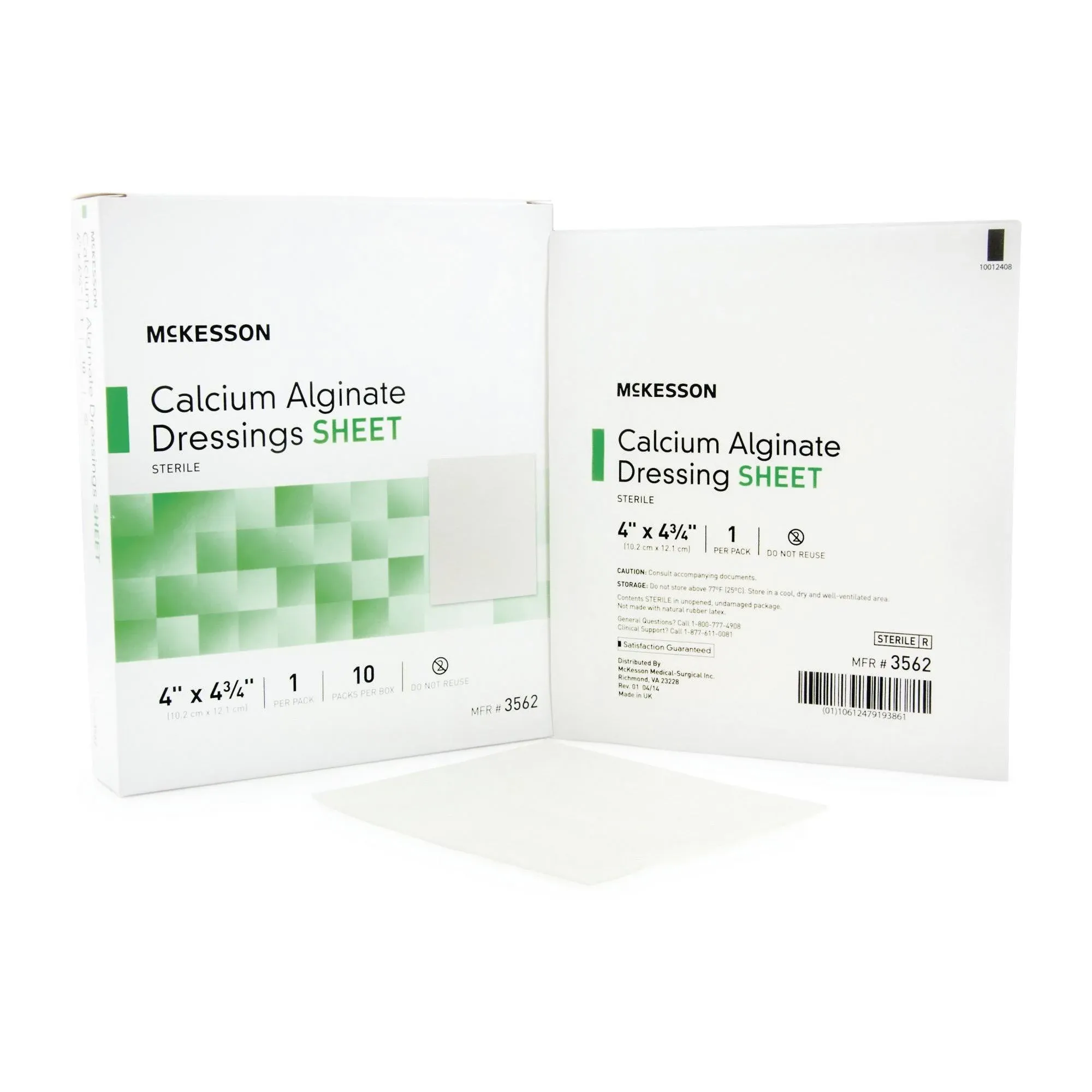 Calcium Alginate Dressing McKesson 4 X 4-3/4 Inch Rectangle Calcium Alginate Sterile - M-883265-3363 - Box of 10