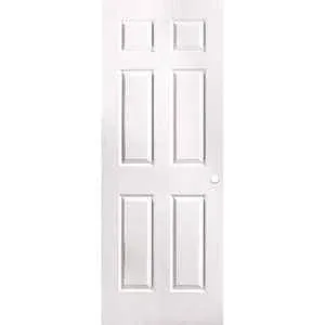 Masonite 30 in. x 80 in. Textured 6-Panel Hollow Core Primed Composite Interior Door Slab with Bore 61094