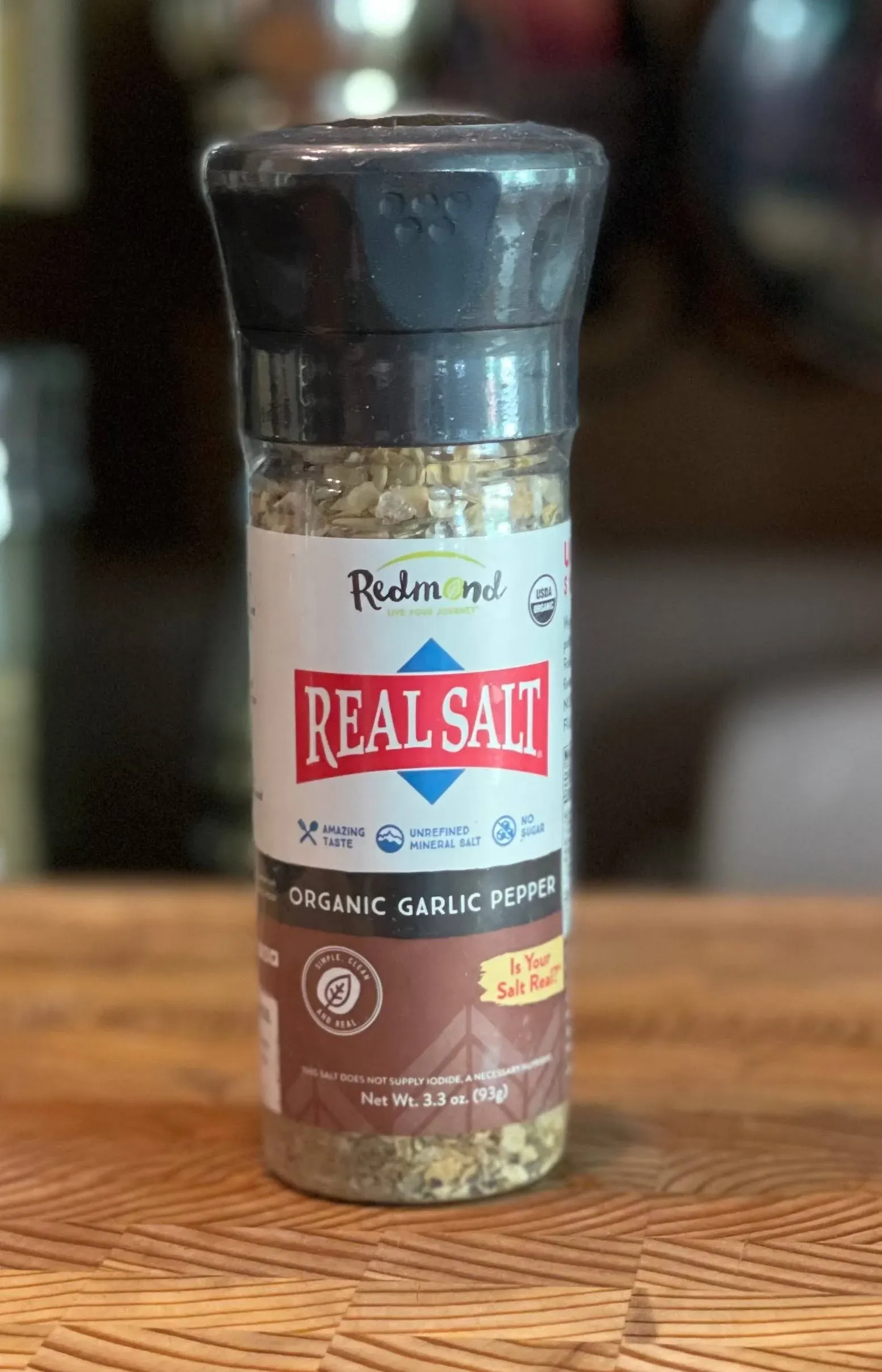 Redmond Real Sea Salt - Natural Unrefined Organic Gluten Free, Garlic Pepper Grinder