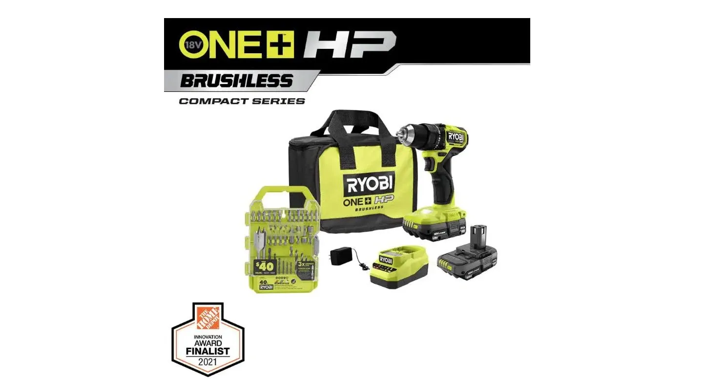 RYOBI 18V Brushless Cordless Compact 1/2 in. Drill/Driver Kit