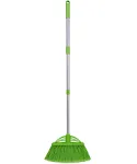 Heavy-Duty Broom, Telescopic Aluminum Alloy Rod Long-Handled Broom（Green）