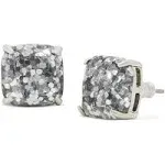 Glitter Crystal Square Stud Earrings In Silver Glitt