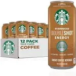 Starbucks RTD Energy Drink, Doubleshot Energy Drink, Coffee, Guarana, Vitamin B, Ginseng, 15 oz Cans (12 Pack)