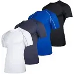 Real Essentials 4 Pack: Men's Short Sleeve Compression T-Shirt Base Layer Undershirt Athletic Top (Available in Big & Tall)