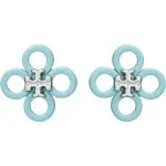 Tory Burch Small Kira Enamel Clover Stud Earrings Tory Silver / Blu