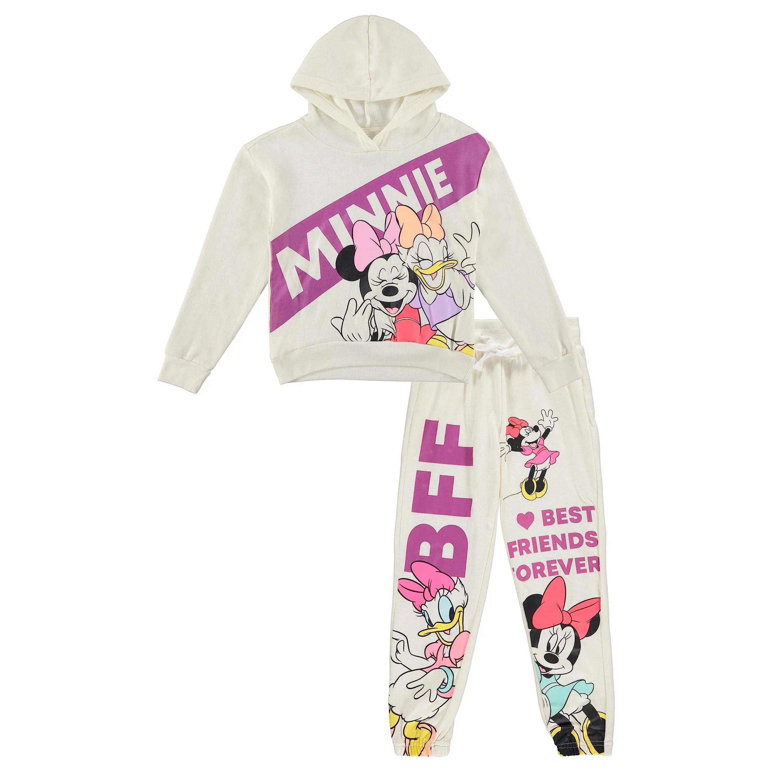 Minnie Mouse Girls Retro Hoodie & Jogger 2-Piece Outfit Set, Sizes 4-16, Girl's ...