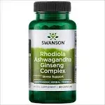 Swanson Rhodiola Ashwagandha Ginseng Complex Help Relieve Stress 60 Capsules