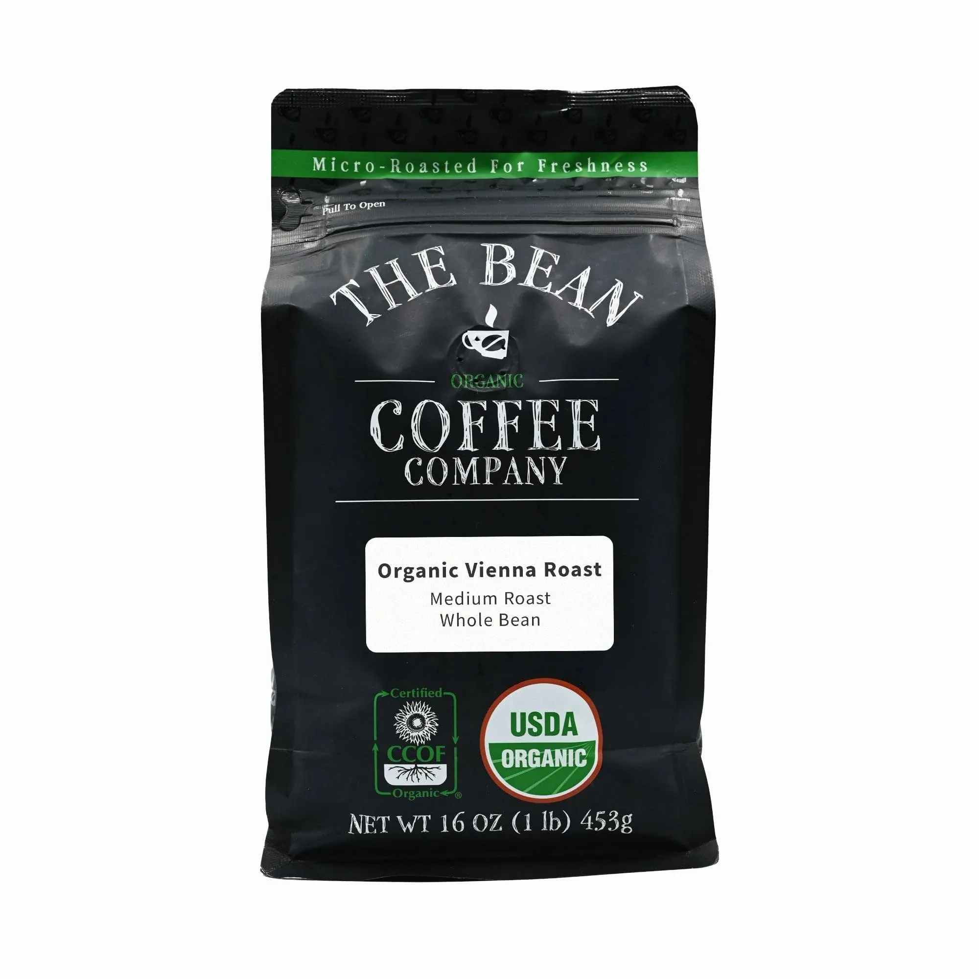 The Bean Coffee Company Organic Vienna Roast, Medium, Whole Bean, 16-Ounce Bag