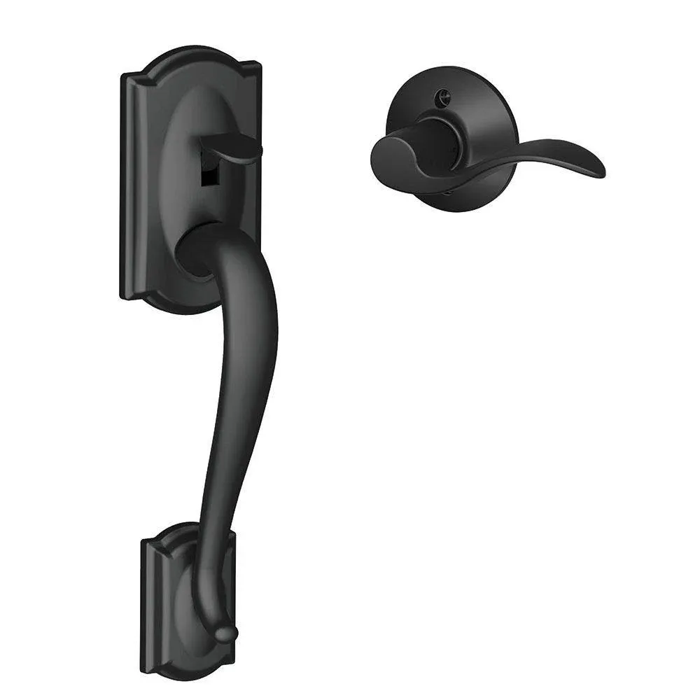 Schlage FE285 Cam 622 ACC LH Camelot Trim Lower Half Front Entry Handleset with Accent Left Hand Lever, Matte Black