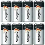 Energizer E522 Max 9 Volt Alkaline Battery - 8 Batteries, Size: 9 V, White