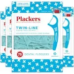 Plackers Twin-Line Dental Floss Picks, 75 Count (Pack of 4)