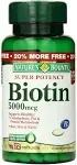 Nature's Bounty Biotin 5000 mcg - 72 Softgels