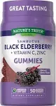 Nature's Truth Sambucus Black Elderberry, Vitamin C, and Zinc Gummies, 50 Count