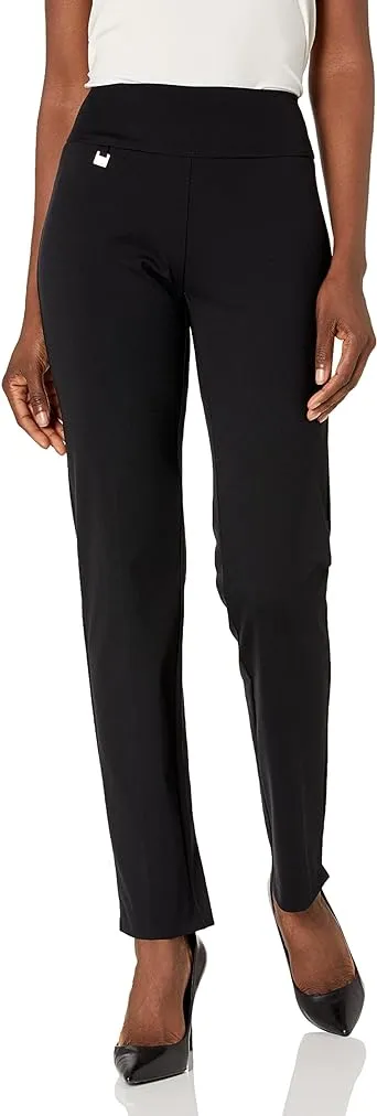 SLIM-SATION Women's Pull on Solid Knit Easy Fit Narrow Leg Pant with Tummy Panel